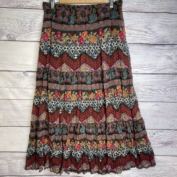 Christopher & Banks Dresses & Skirts - Christopher & Banks Maxi Skirt Women's Size Medium Floral Western Chevron BOHO